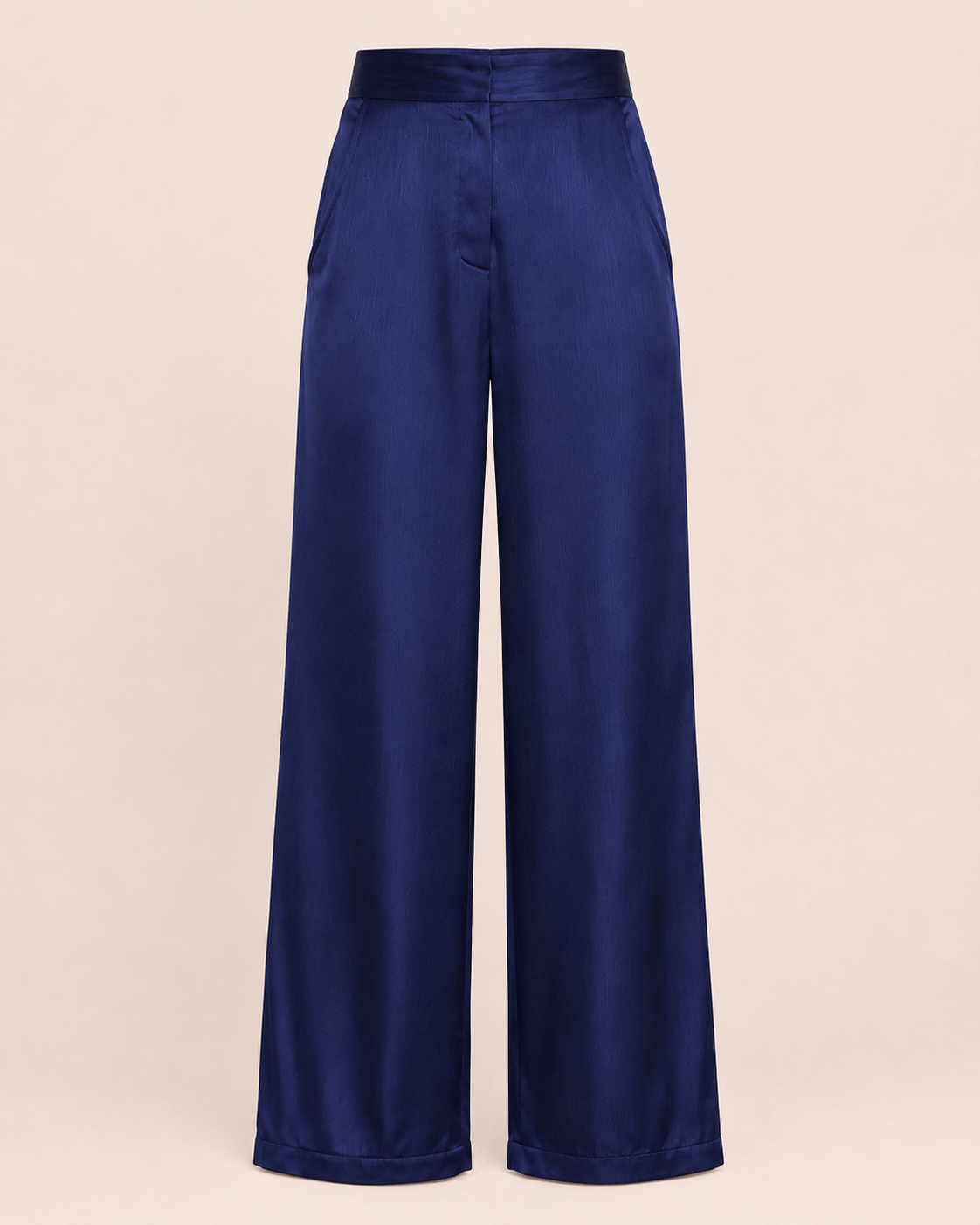 Pantalon Solène — Satin Bleu Nuit
