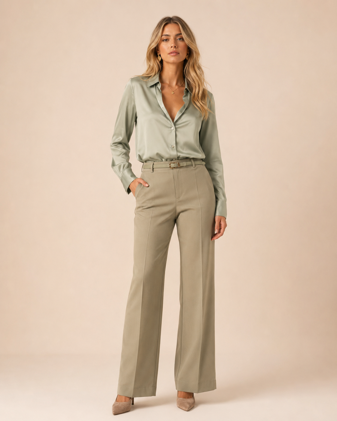 Pantalon Élise — Vert Sauge